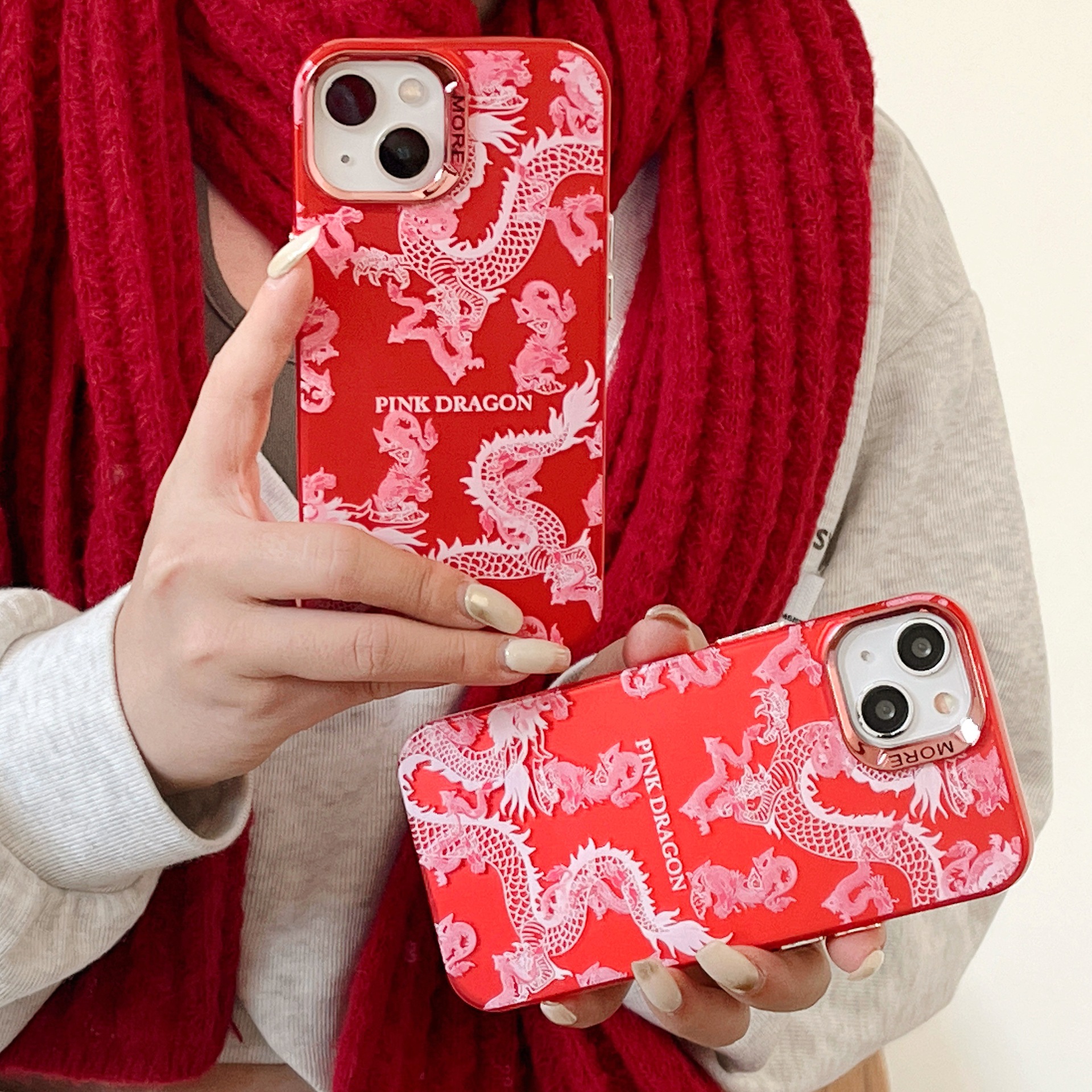 New Year's Edition Suitable for Huawei Mate60/P50pro/Mate40 Red Dragon iPhone 15/12pro Phone Case_voghion.com
