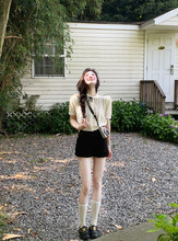 甜美风可爱娃娃领短袖针织衫女夏季2025新款显瘦短款百搭减龄上衣