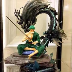 海贼王动漫 擦刀 梦幻索隆浴血索隆 三刀流双头场景雕像盒装手办