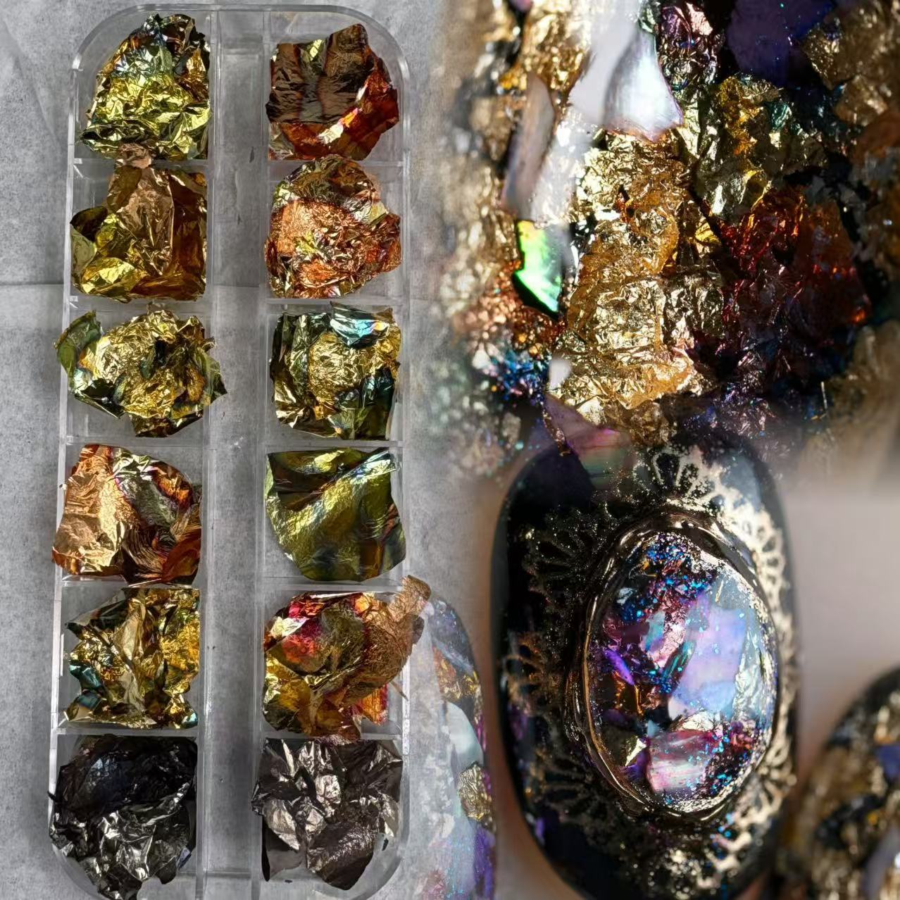 Papel de hoja de oro accesorios de uñas Internet celebridad todo partido lentejuelas de uñas brillo hoja de oro hoja de plata hoja de estaño fragmento decoración de uñas