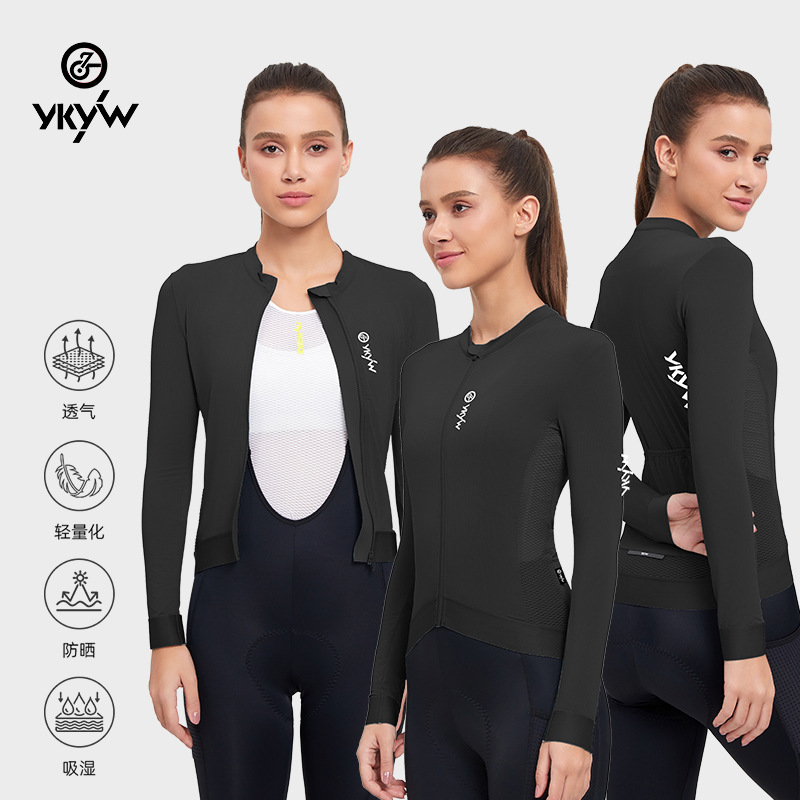 Ykyw European and American New Cycling Jersey Long-Sleeved Women's Slim Fit Lightweight Breathable Road Cycling Sports Top Wholesale