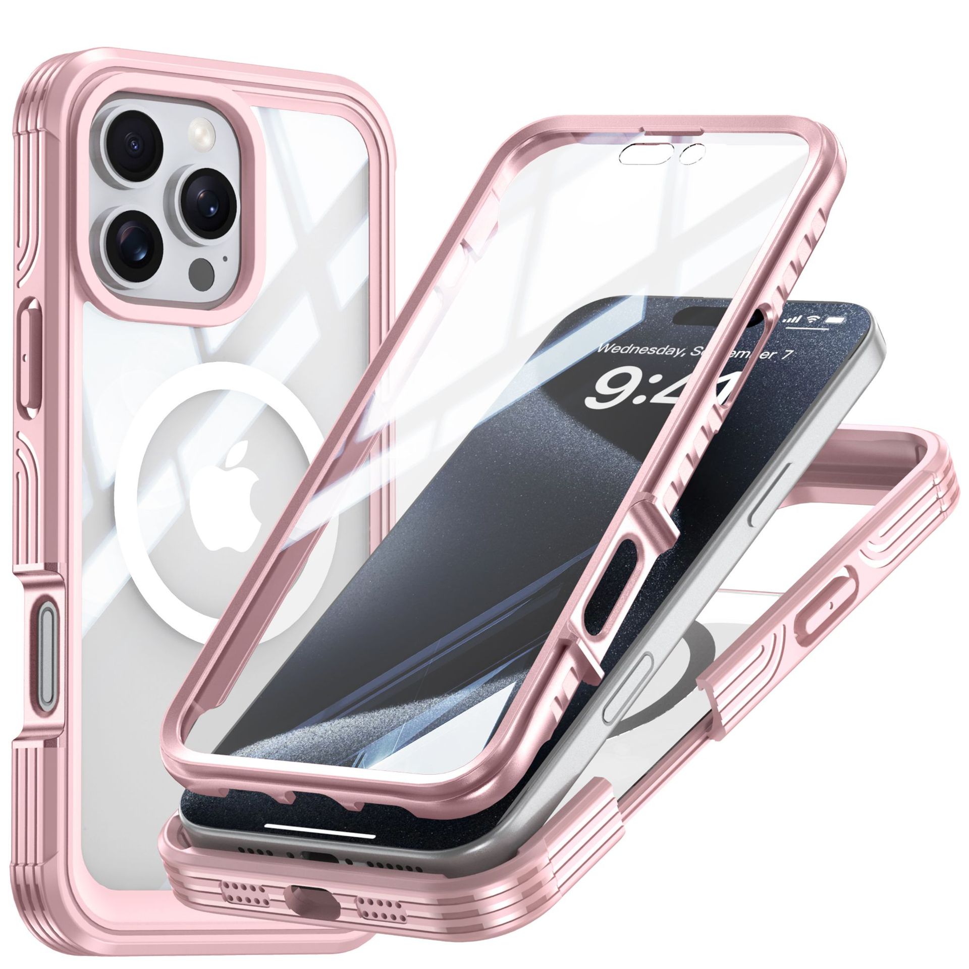 Aplicable a Apple 16 funda transparente de tres pruebas para teléfono móvil magsafe imán iPhone16ProMax funda anticaídas para exteriores image 7
