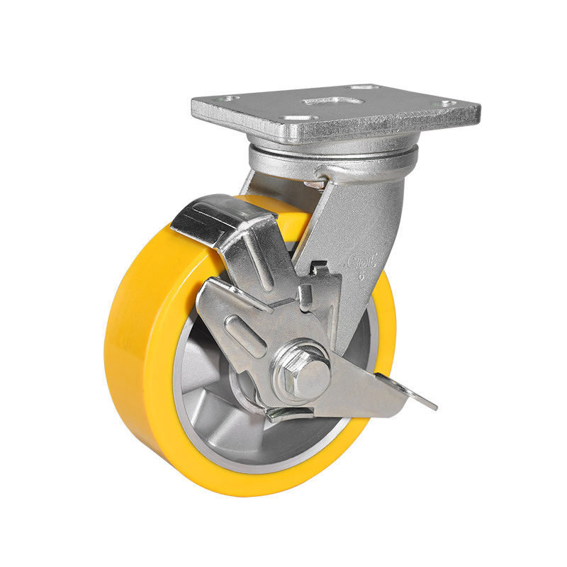 Rueda Pesada de Poliuretano TPU 78-86A 5-8 Pulgadas Giratoria con Freno
