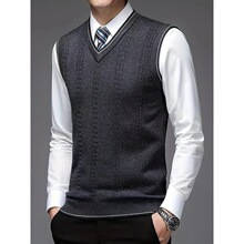 V 13042 Men's V-Neck Knit Vest ��ʿV�Iᘿ����� �羳�W��