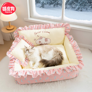 25 New Cat House Removable and Washable Autumn and Winter Warm Open Cat Bed Dog Bed Neutral Dog House Pet Sofa Bed