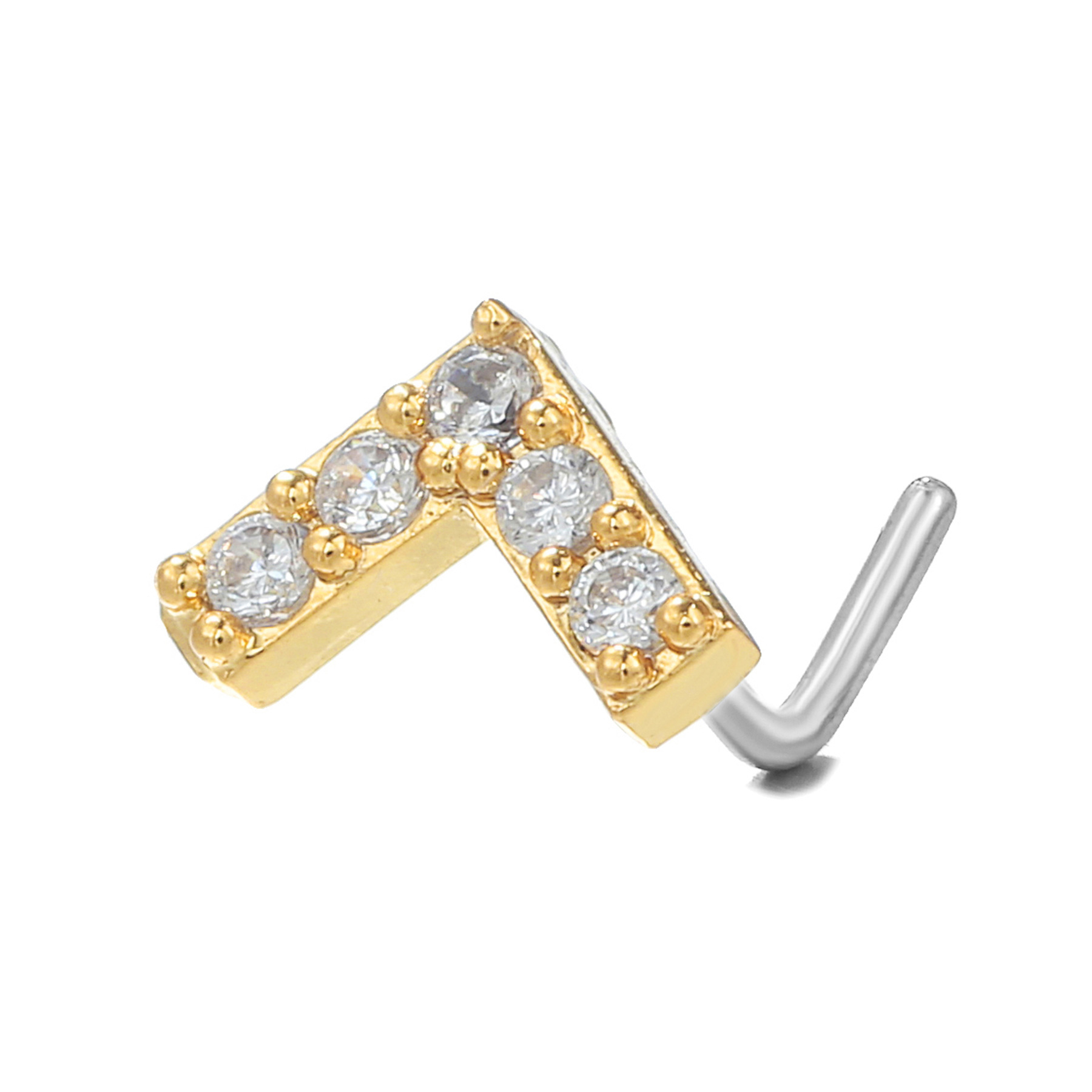 Fashion Heart Shape Copper Plating Zircon Nose studs 1 Piece