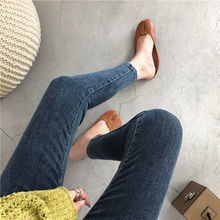 加绒蓝灰色显瘦高腰百搭小脚裤子女夏季春秋紧身牛仔裤女新款