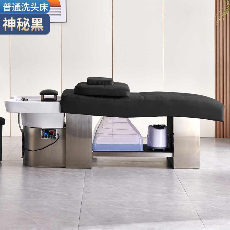 Misterioso negro-lavabo de cerámica-cama de acero inoxidable