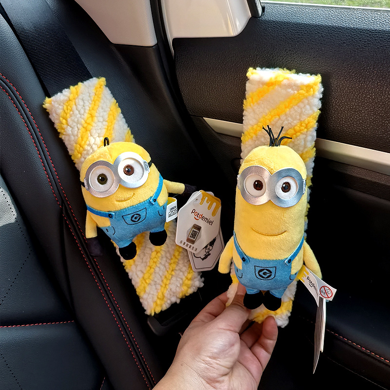 Car Seatbelt Shoulder Pad Minion Plush Toy Car Seatbelt Shoulder Pad Tim Bear Doll New Car Gift