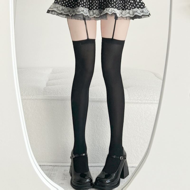 Pure Desire White Silk Subculture Summer Thin Suspender One-Piece Over-The-Knee Socks Velvet Pantyhose Sexy Long Socks