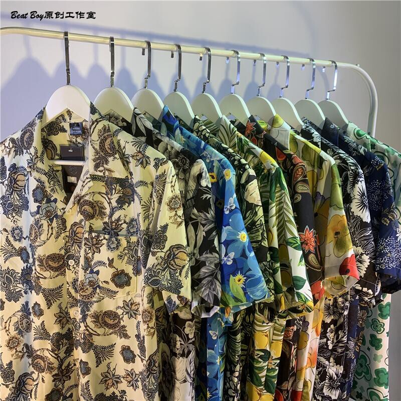 vintage Japanese Style 80 s Hong Kong Style Short Sleeve Floral Shirt vintage Floral Fashionable Hawaiian Shirt for Men and Women