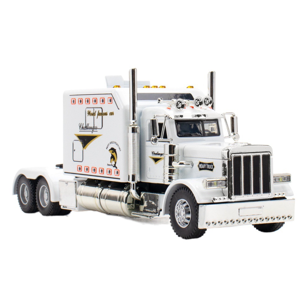 Zhiguan modelo de coche de aleación 1:24 Peterbilt 389 American drag cabeza pull back sonido y luz modelo de coche de juguete adornos
