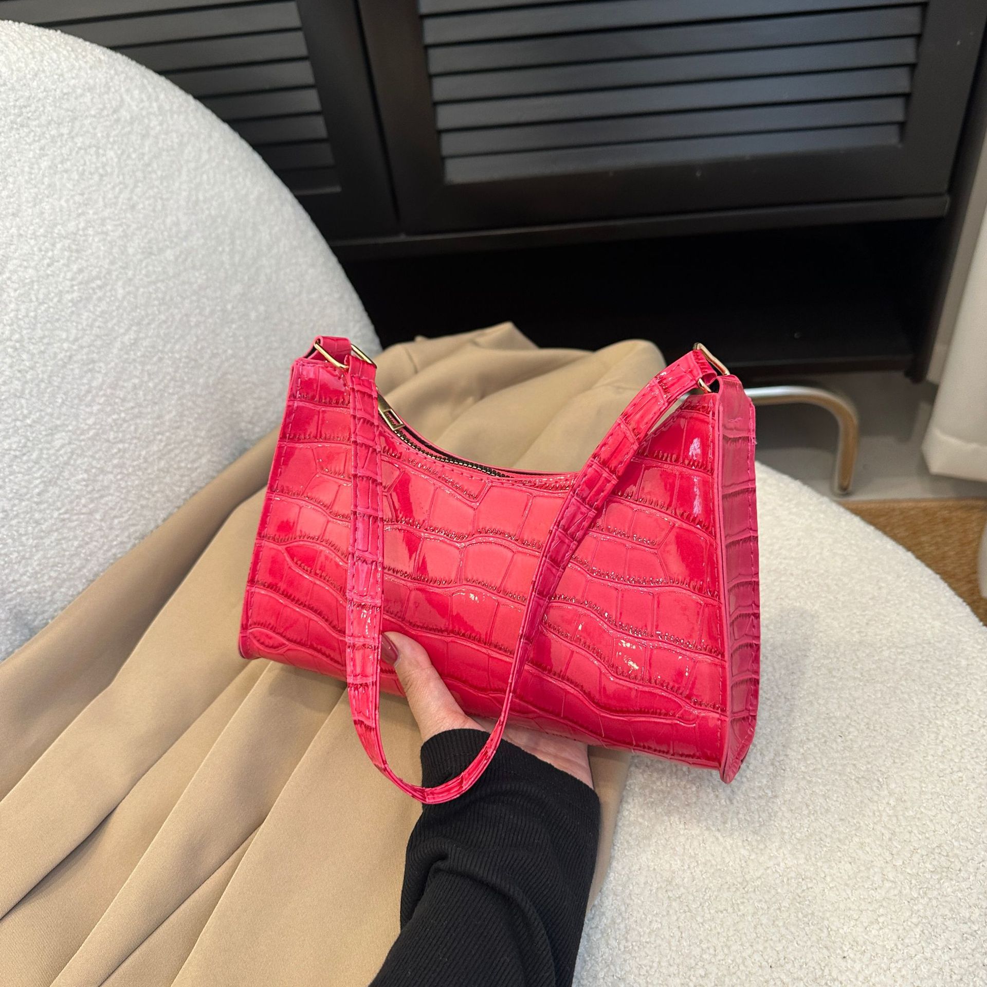 A Generation Embossed Underarm Bag Korean Summer Trend New Stone Pattern Candy Color Hand Carry One Shoulder Women's Bag