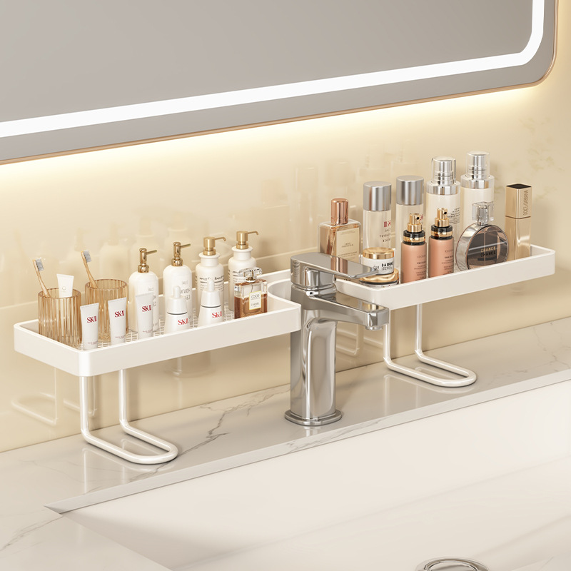 Bathroom Sink Storage Rack, No-Drill Washroom Organizer, Bathroom Cosmetics Storage Rack, Draining Grid Type