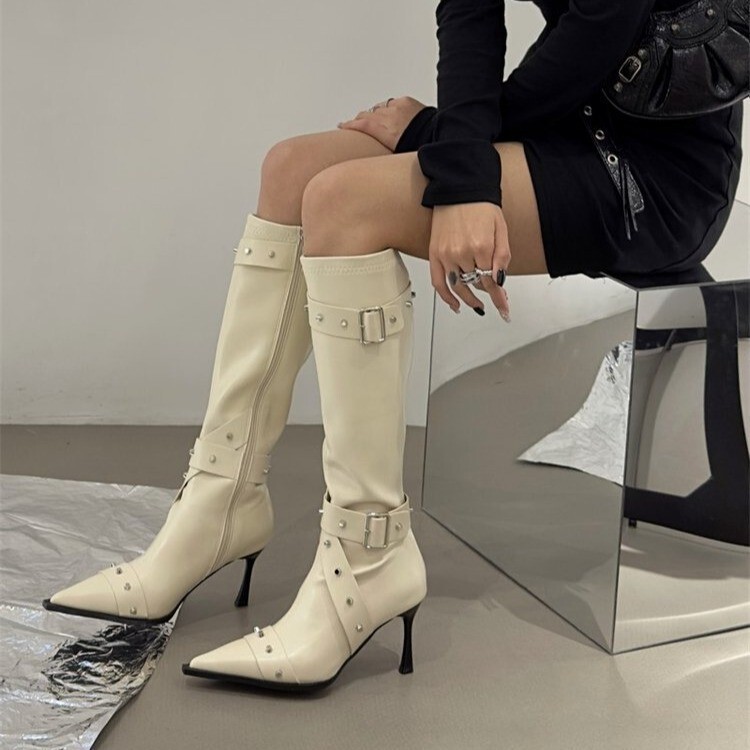 Western Cowboy Boots Women's Autumn 2024 New European and American Spice Girl Style Pointed Liu Ding High-heeled Long-heeled Fashion Boots Women Western Cowboy Boots Women's Autumn 2024 New European and American Spice Girl Style Pointed Liu Ding High-heeled Long-heeled Fashion Boots Women