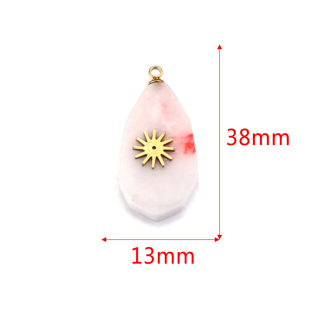 Europa y América Piedra Natural Rosa cristal turquesa Acero inoxidable titanio acero cuadrado pequeño colgante DIY joyería collar Accesorios