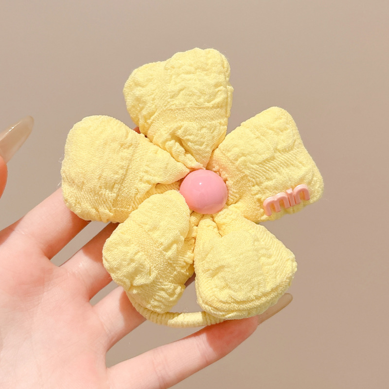 Dulce flor perla cuerda para el cabello mujer alta sensación bola cuerda para la cabeza cuerda simple temperamento salvaje cola de caballo anillo para el cabello tocado