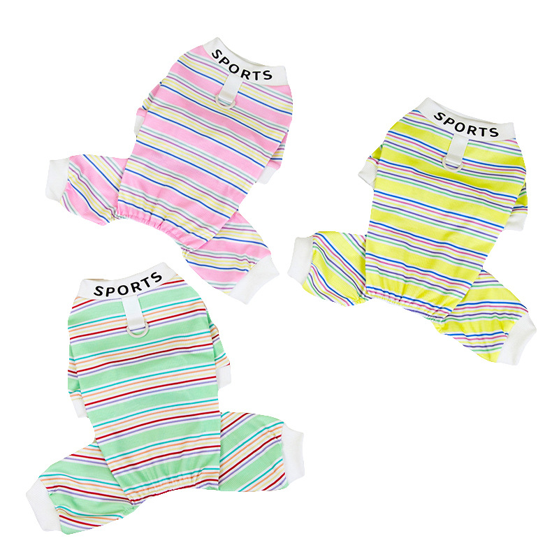 Primavera y verano transpirables cuatro estaciones coloridas rayas deportivas para perros de cuatro patas ropa doméstica para gatos aire acondicionado ropa para perros