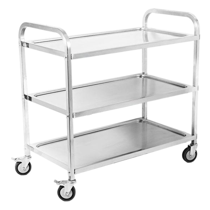 Stainless steel dining car three-layer disassembly square tube hotel cart three-layer gold-plated room service car thickened kitchen car