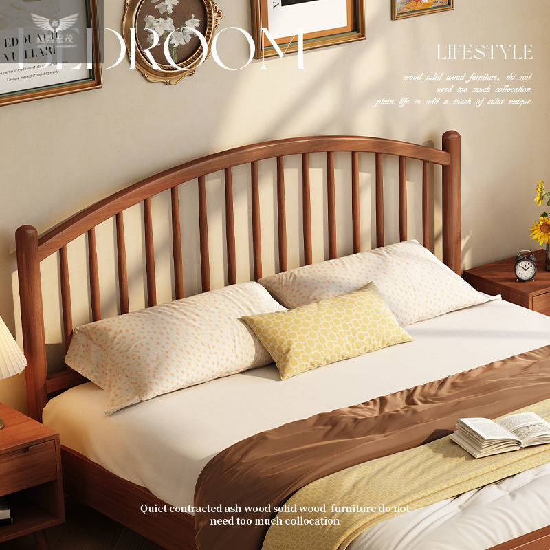 Cama de madera sólida nórdica moderna y minimalista apartamento dormitorio 1.5 doble dormitorio principal estilo japonés alquiler 1.5m cama Windsor