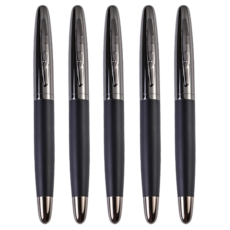 Manufacturer's high-end business metal black matte metal signature pen with laser logo, gunmetal gray gel pen
