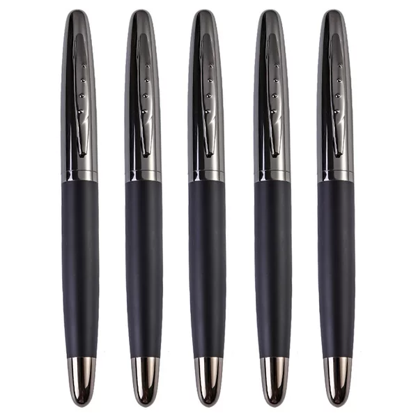 Manufacturer's high-end business metal black matte metal signature pen with laser logo, gunmetal gray gel pen