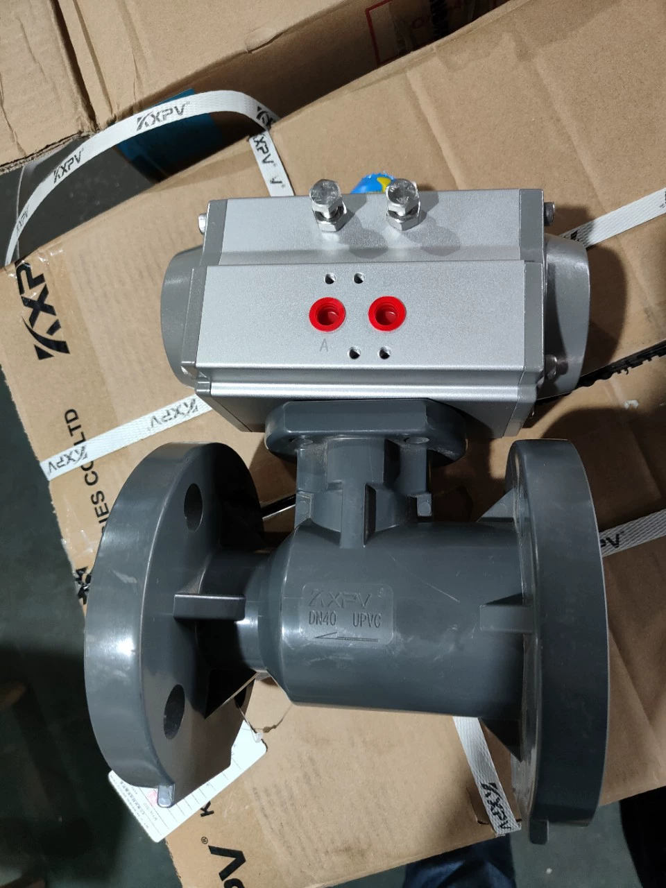 Пневматический шаровой клапан, пластиковый фланцевый шаровой клапан, пневматический привод двойного действия, тройной клапан