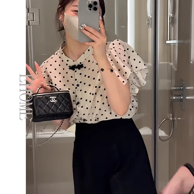 女性の夏の新しいフレンチスタイルのシフォンシャツスーツとショートパンツの2点セットの小さな女性のためのティースタイルの衣装|undefined