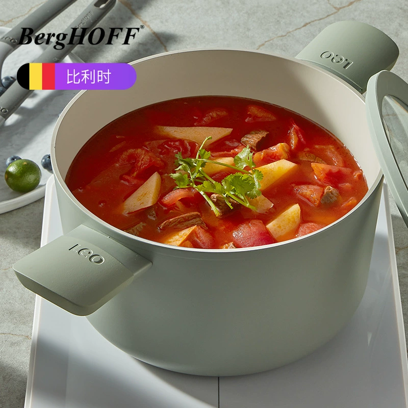 Керамическая суповая кастрюля BergHOFF, без покрытия, антипригарная, для кухни, для тушения, пароварка, решетка для пароварки, для индукционной плиты