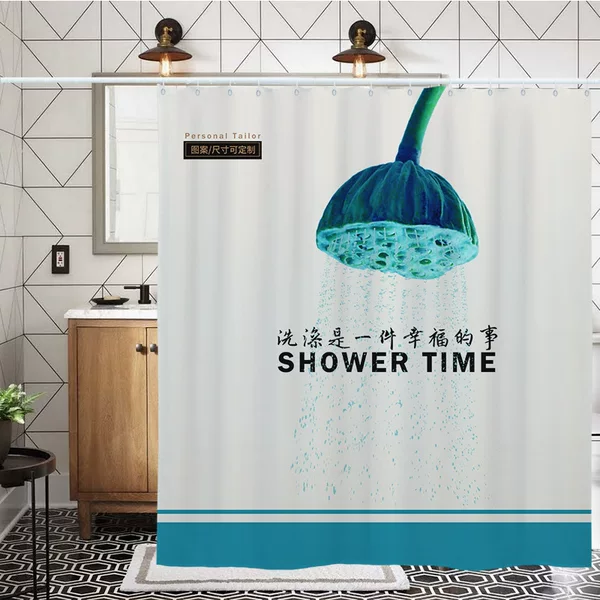 Taobao Supply Amazon Hot Model Digital Printing Waterproof Polyester Shower Curtain Shower Curtain Large Quantity Discount