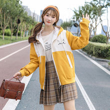 春季短外套女2025春秋新款初中高中学生韩版宽松可爱百搭连帽夹克