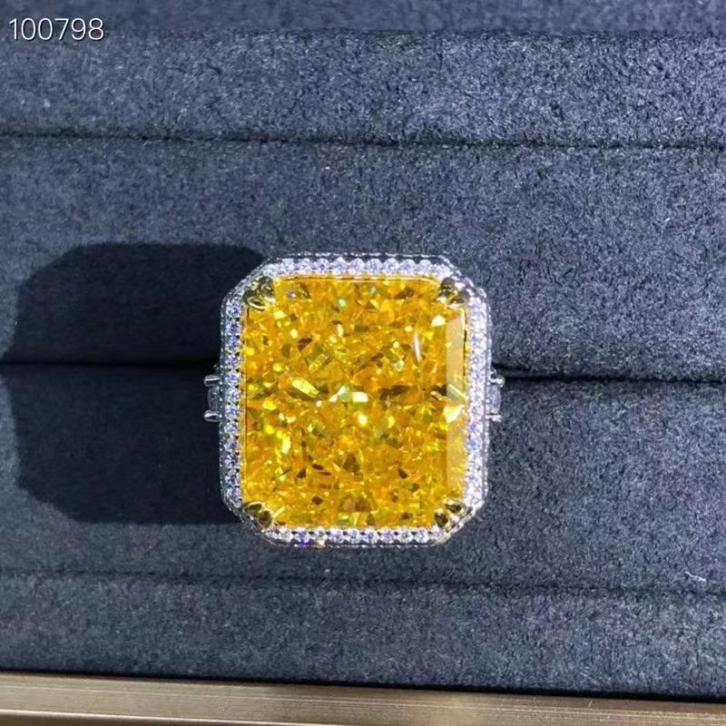 Gao Ding alto carbono diamante anillo 15 quilates lujo hielo flor corte piedra transfronteriza Comercio exterior exclusivo para joyería de las mujeres