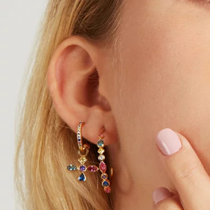 5g Weight 925 Sterling Silver Ear Needle Material Zircon Inlay Material 1 Pair 925 Sterling Silver Geometric Zircon Ear Studs
