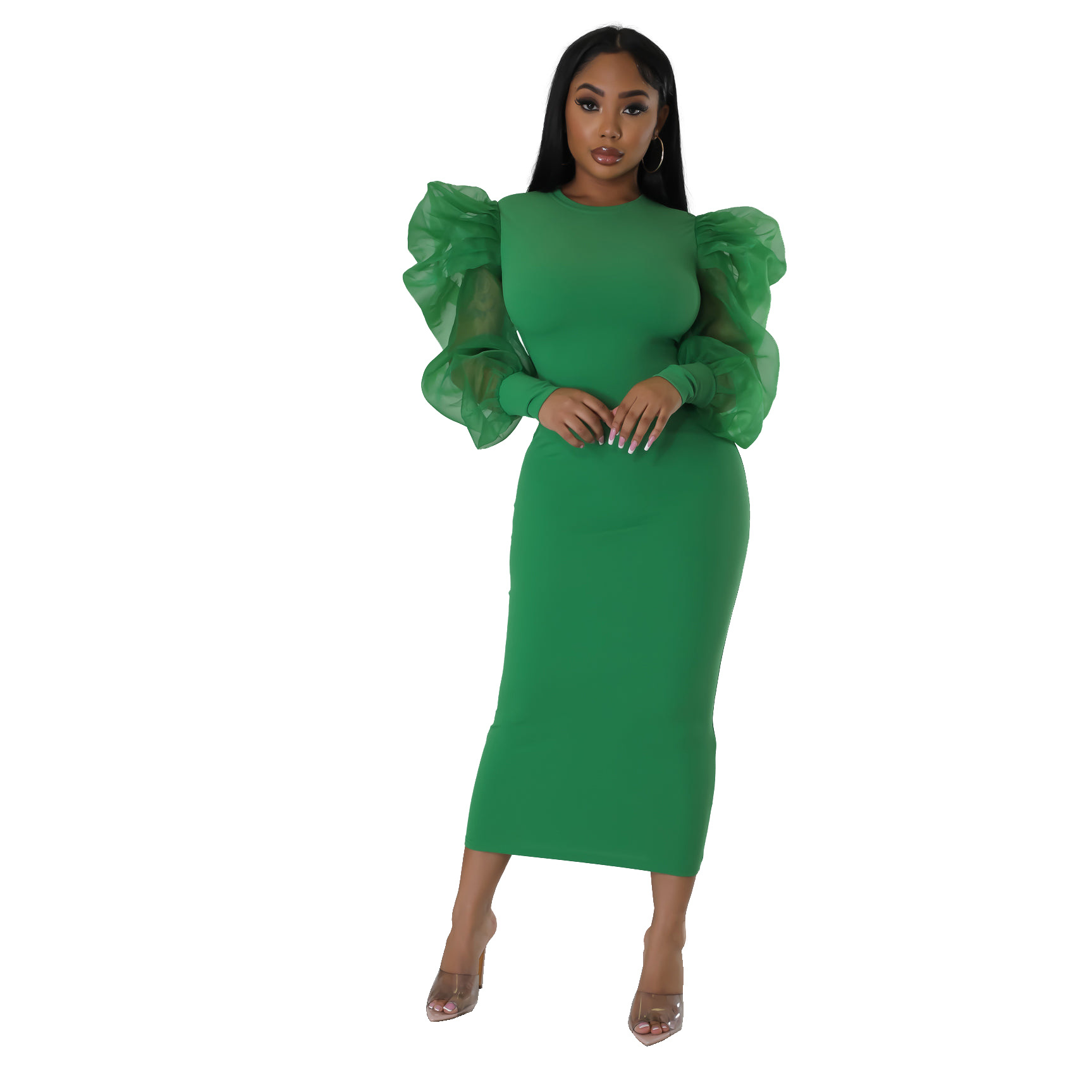 Women's Regular Dress Elegant Round Neck Long Sleeve Solid Color Midi Dress Daily display picture 45