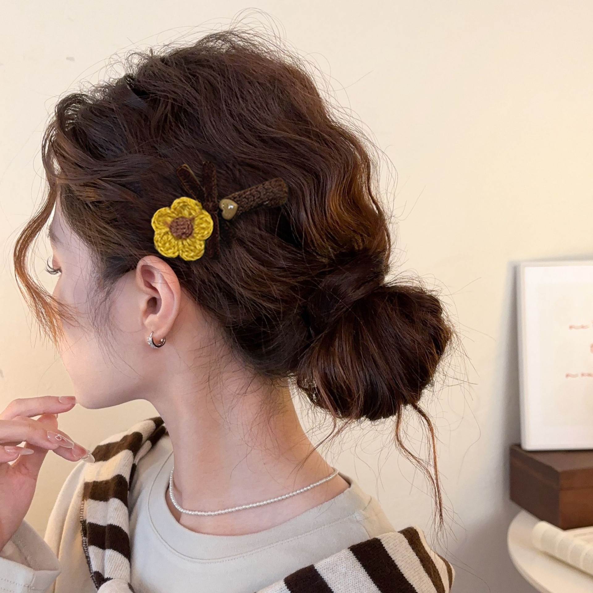 Clip de cabello de flor de leopardo para mujeres clip de cabello de alto nivel frente clip de frangeo 2025 nuevo clip lateral clip de cabello toque