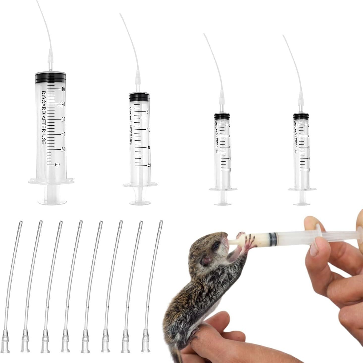 Cross-Border Baby Bird Feeder Set, Pet Parrot Milk Syringe with Tube, Parrot Feeding Tube Measuring Tool