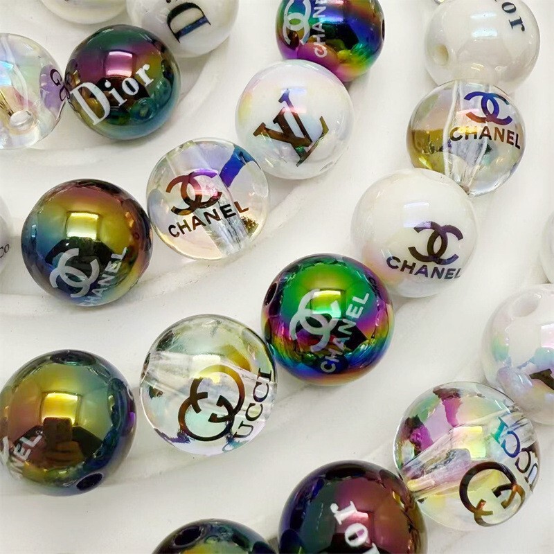 16mm big luxury straight hole round beads diy bag chain necklace bracelet mobile phone chain earrings hair rope accessories