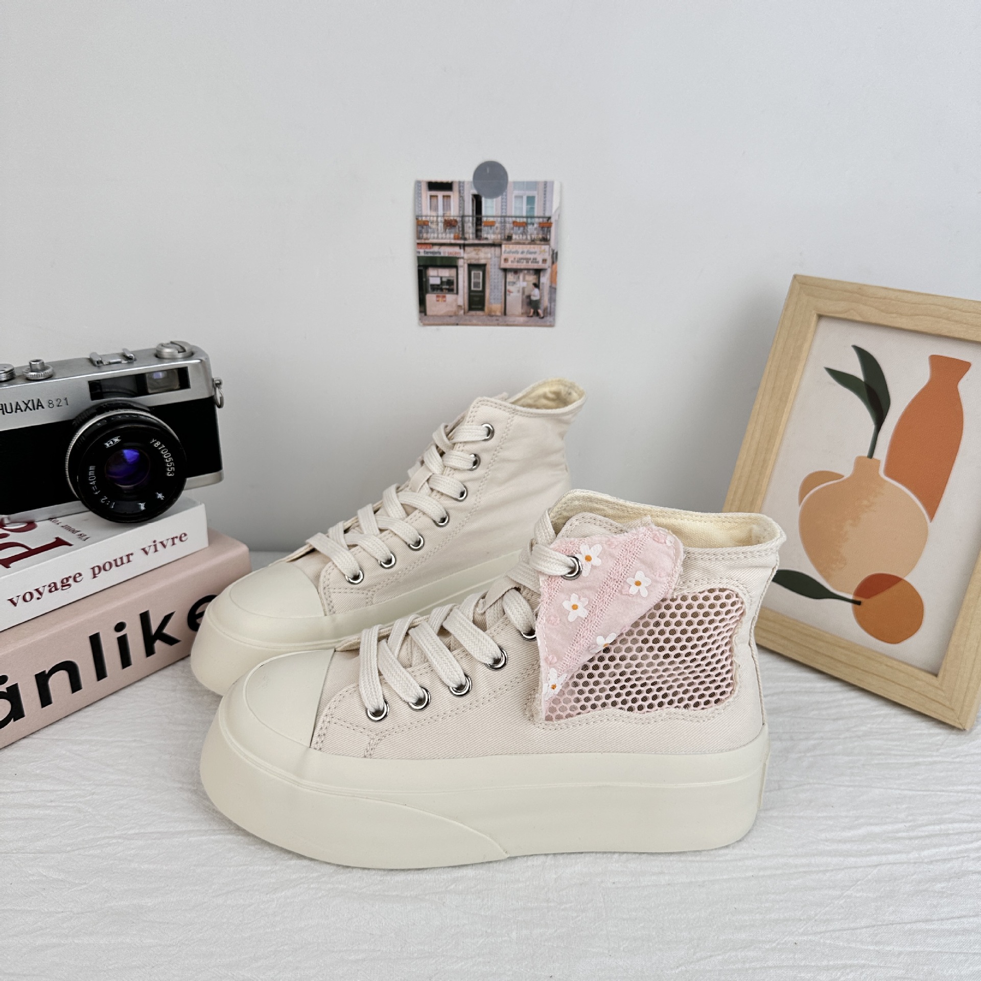 Yuanbo coreano nicho de diseño de zapatos de lona de verano de 2025 zapatos de skate casuales de moda para mujeres con suela gruesa image 3