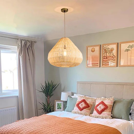 Ovejas de madera araña de ratán Estilo nórdico japonés retro cama y desayuno dormitorio americano olla caliente restaurante estilo tranquilo salón comedor