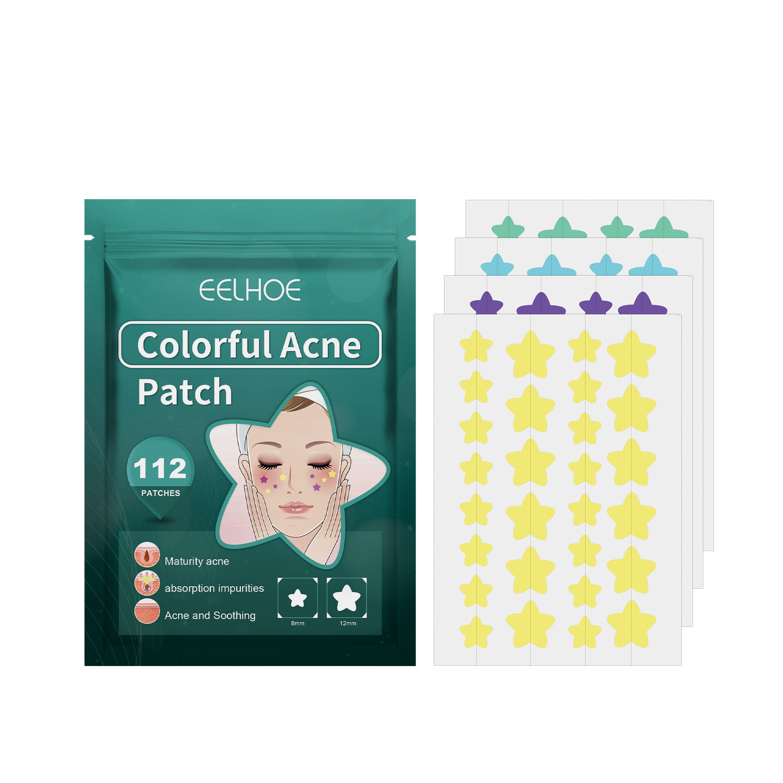 Star shaped patch for lightening spots, marks, cleaning, closing, covering, and repairing acne patches_voghion.com