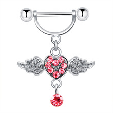 新品乳环天使桃心翅膀乳钉316不锈钢杆跨境电商批发零售