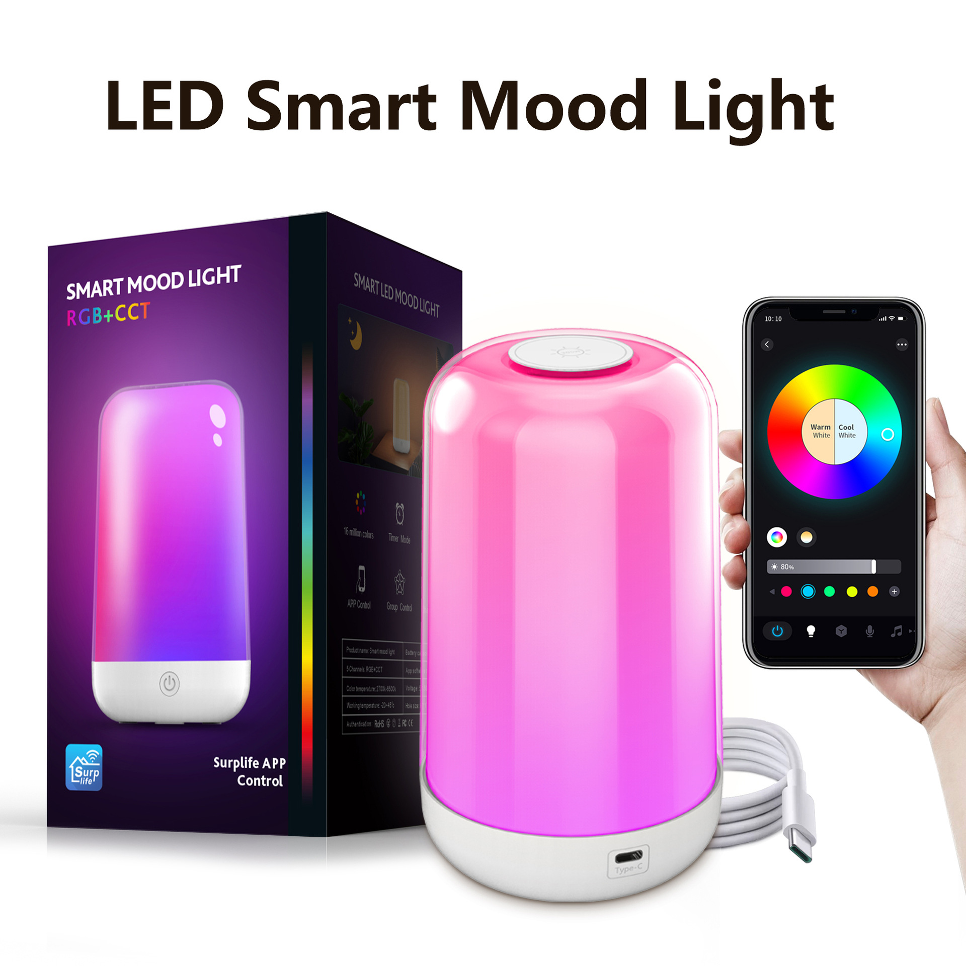 廠家藍(lán)牙觸摸智能小夜燈便攜7彩氛圍燈床頭臺燈USB創(chuàng)意跨境私模