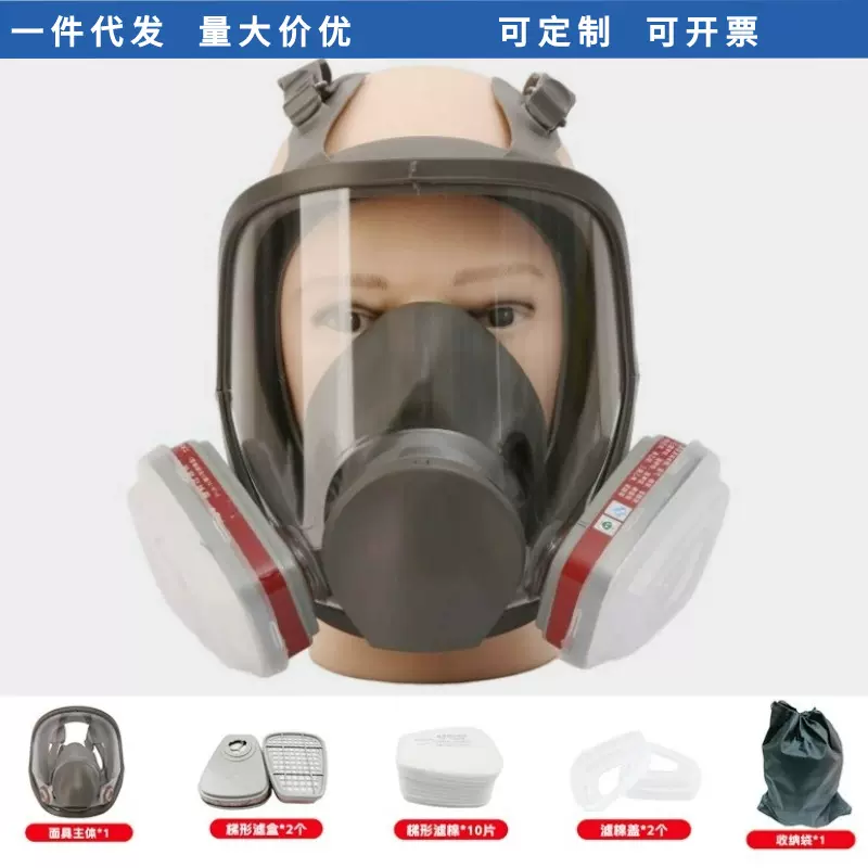 6800防护面具喷漆化工农药消防全面具活性炭防尘防毒面具全面罩