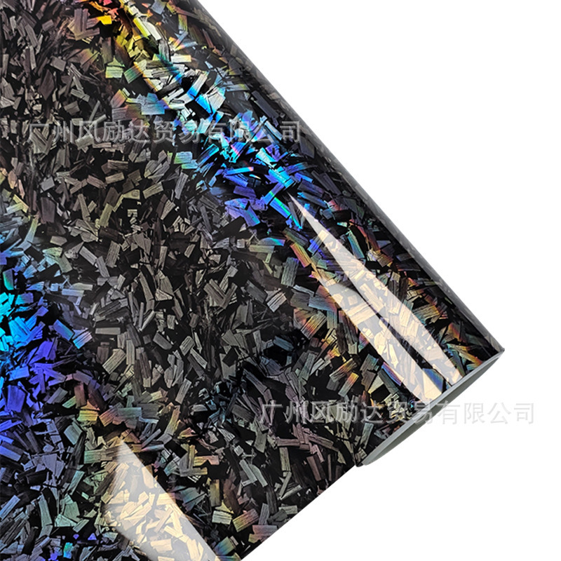 PET锻造彩虹花碳黑红紫银碳纤维贴纸内饰中控全车身车顶贴改色膜|undefined