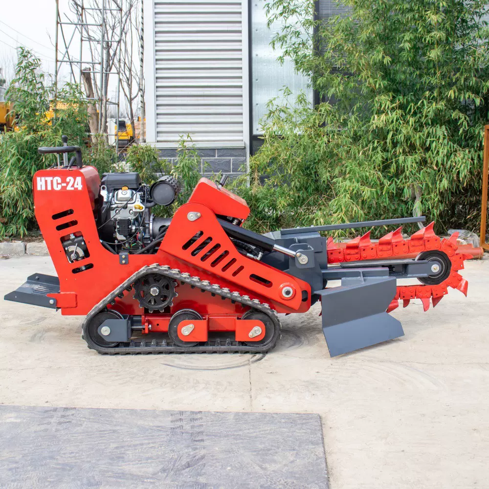 出口美国滑移式开沟机 22马力汽油开沟机 HTC-24小型履带开沟机