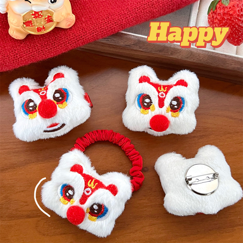 Año nuevo de la felpa de la muñeca del león accesorios para el cabello nacional de moda decorativa muñeca broche chica corazón corbata Cola de Caballo pelo anillo horquilla