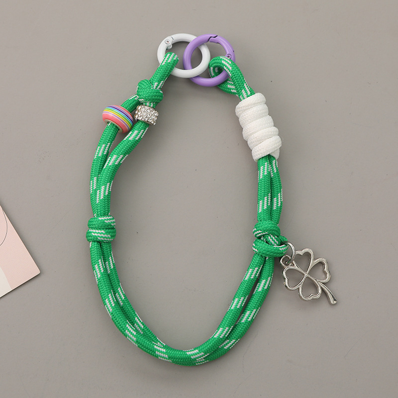 新しい四つ葉のクローバーペンダントフルダイヤモンドビーズ織り携帯電話ストラップバックパック人形装飾ペンダントキーホルダーチェーン|undefined