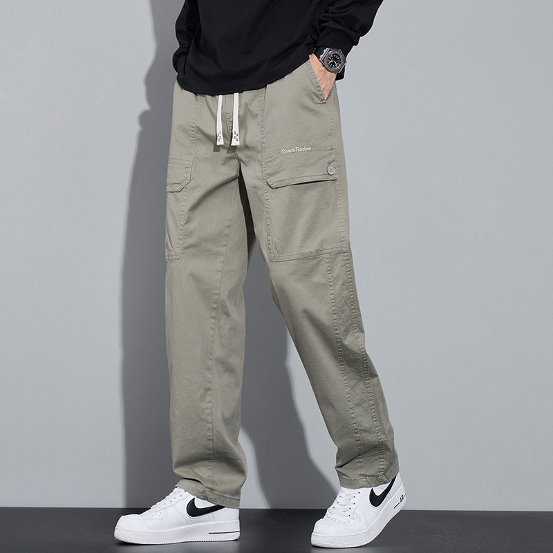 Autumn Men's Cargo Pants, Loose, Trendy, Versatile, Multi-Pocket, Textured, American High Street Style, Straight-Leg Men's Pants