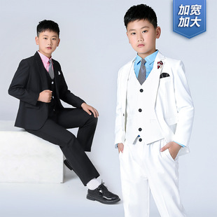 Boys' Suit Autumn and Winter New British Small Suit Three-Piece Fat Children Speech Host Performance Dress