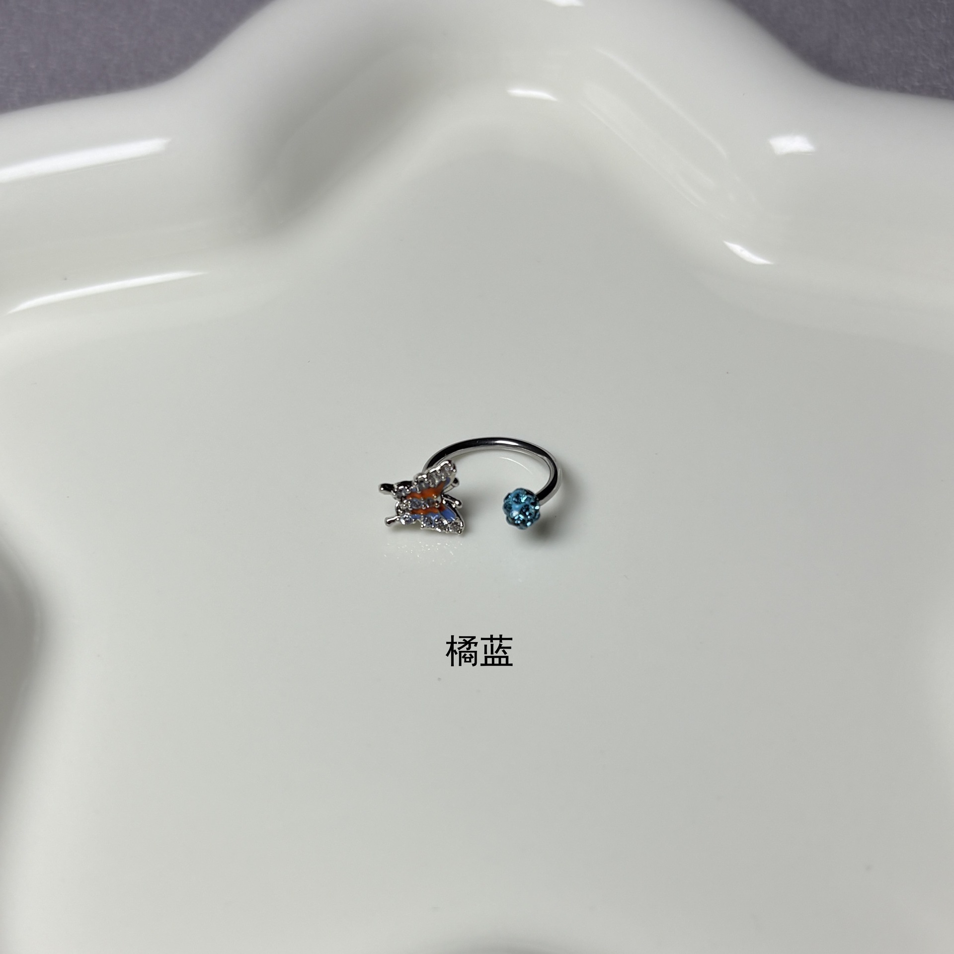 Super Flash Gradient Butterfly Lip Ring Steel Titanium Diamond Mud Ball Lip Nail Horseshoe Ring Ear Bone Ring Piercing Jewelry Wholesale detail image 6